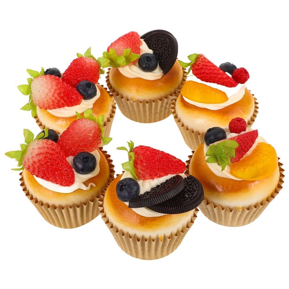 3741 6Pcs Artificial Cupcake Cupcake Decorations Faux Cake Display Model